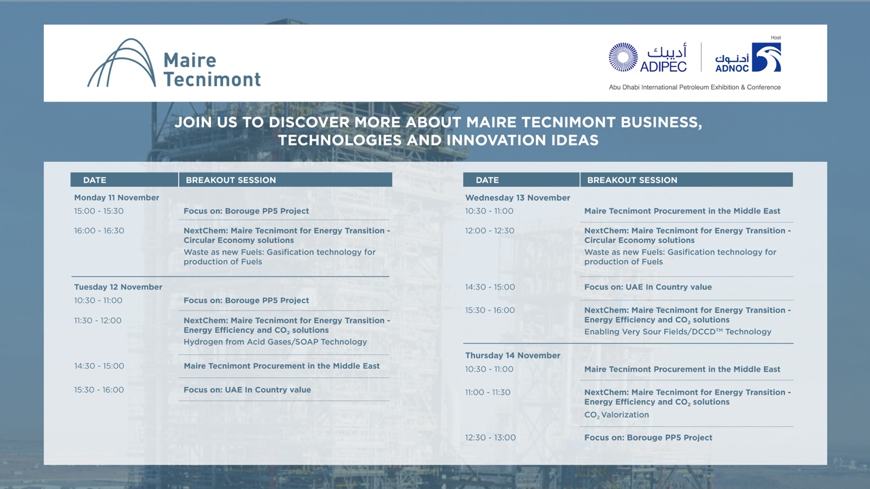 ADIPEC 2019 Schedule